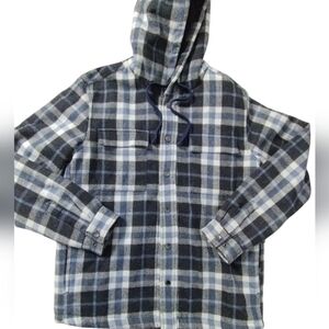 Prana Men's Asgard Flannel Hooded Shacket size M Gorpcore Quiet Luxury Grungecor